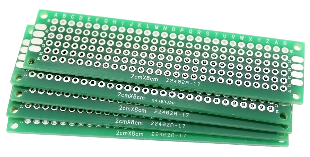 Double Sided Prototyping PCB 2x8cm - 5 pieces