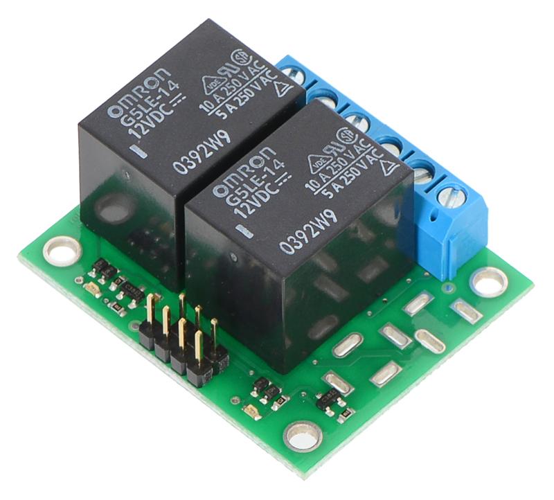 Pololu Basic 2-Channel SPDT Relay Carrier with 12VDC Relays (Assembled)