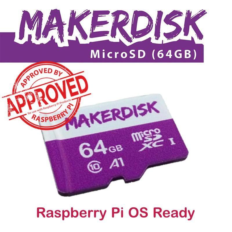Raspberry Pi -hyväksytty MakerDisk microSD-kortti RPi-käyttöjärjestelmällä - 64 Gt