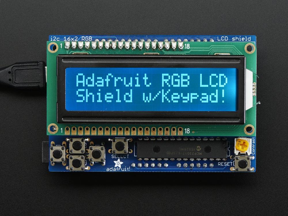 RGB LCD- shield met character display - Slechts 2 pinnen gebruikt!
