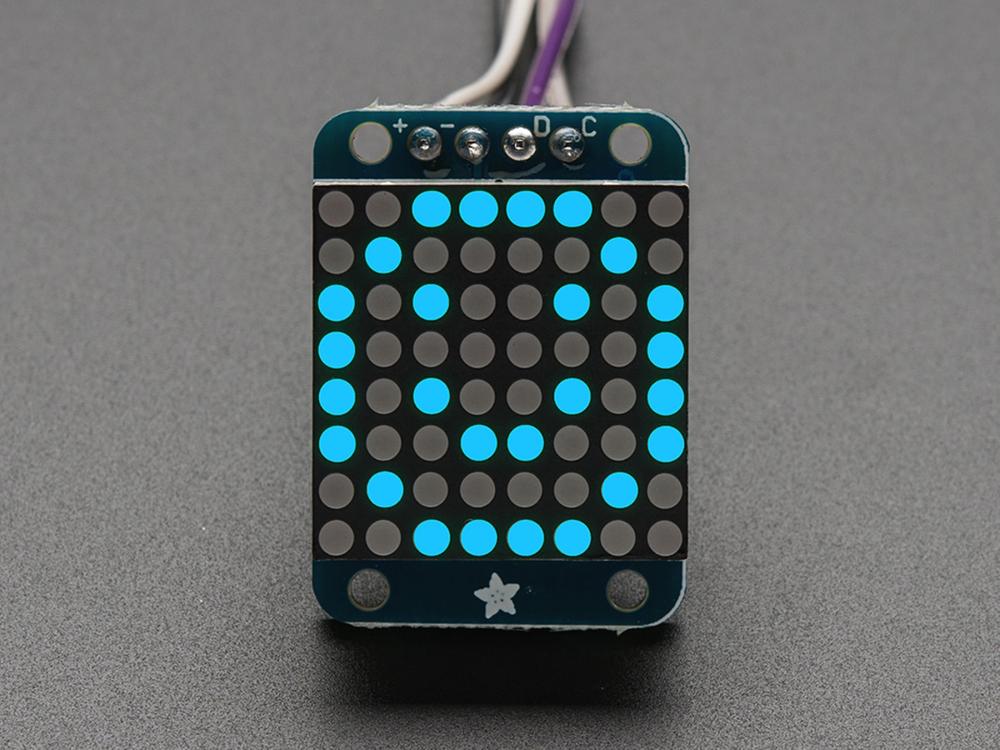Adafruit Mini 8x8 LED Matrix met I2C Backpack - Blauw