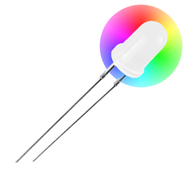 LED RGB 5mm arcoiris difuso - rapido - 25 uds