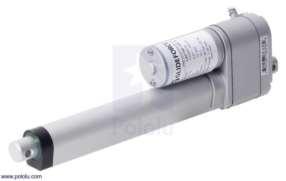 Glideforce LACT6P-12V-20 Light-Duty Linear Actuator with Feedback: 50kgf, 6" Stroke, 0.57"/s, 12V