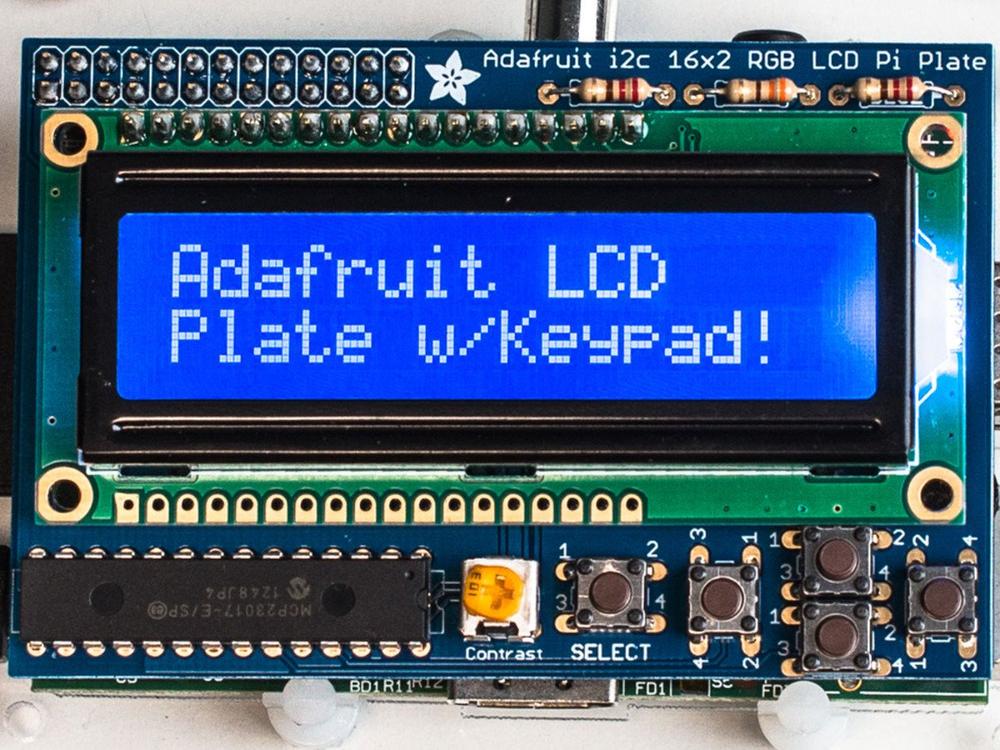 Adafruit Blauw&Wit 16x2 LCD+Toetsenbord Kit voor raspberry pi