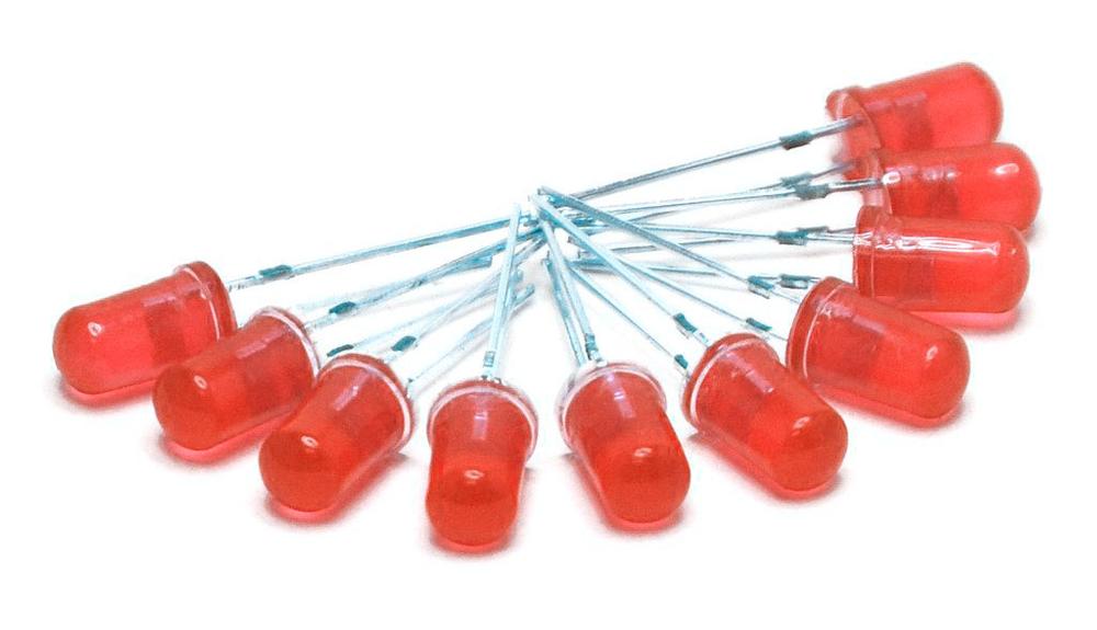 Red 5mm diffuse LED - 10 pieces