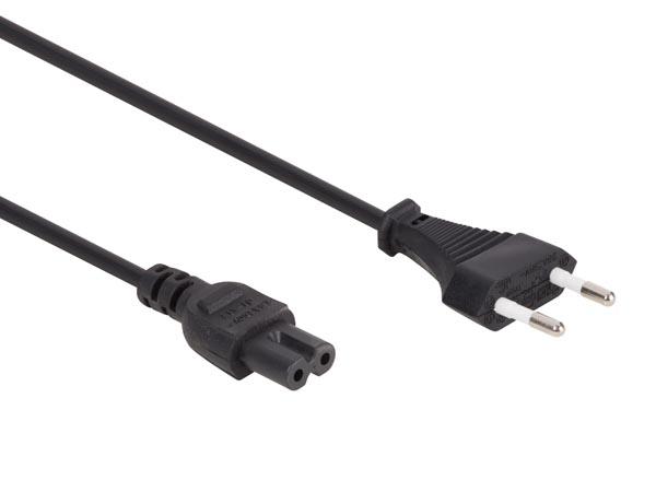 Power cord black cee 7/16 "europlug"+ c7 l=2 m h03vvh2-f 2g0.75 mm²