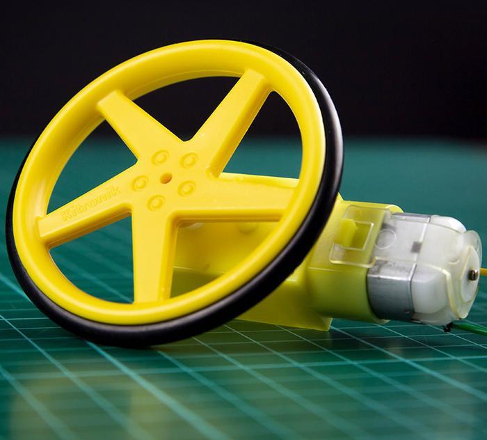 Right angle geared TT motors with yellow wheels - 2 pcs