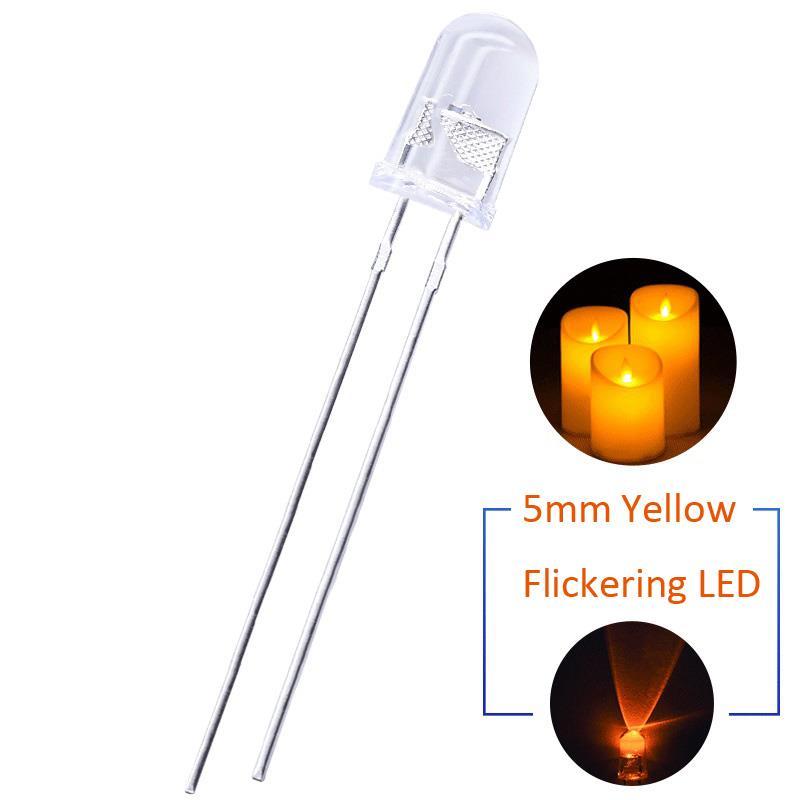 Yellow 5mm flashing LED - 10 pcs