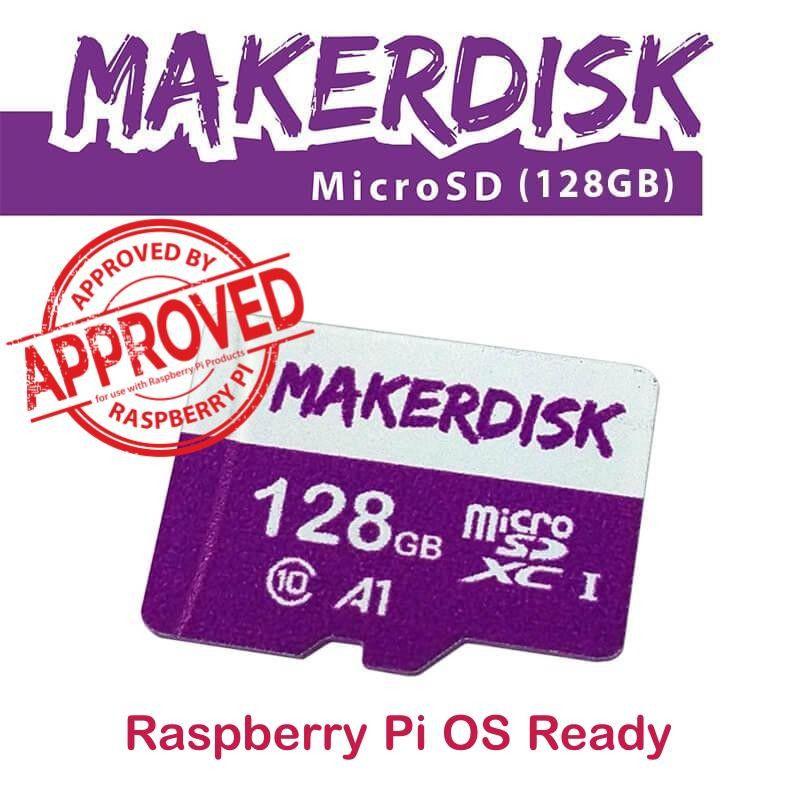 Carte microSD MakerDisk approuvée par Raspberry Pi avec système d'exploitation RPi - 128 Go