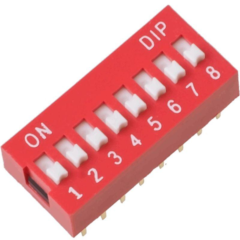 DIP switch 8 posities rood - 5 stuks