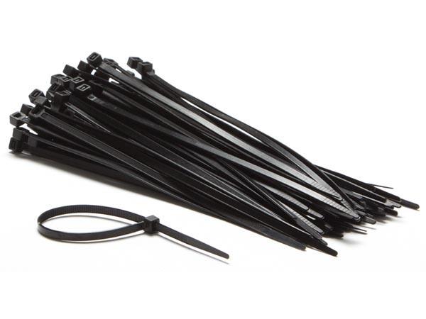 Nylon cable tie set - 4.6 x 200 mm - black (100 pcs)